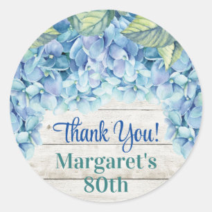 Waterverf Blue Hydrangea 80ste verjaardag Ronde Sticker