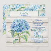 Waterverf Blue Hydrangea 90ste verjaardag Kaart (Voorkant / Achterkant)