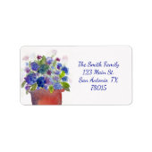 Waterverf Blue Hydrangea Adres Etiket (Voorkant)