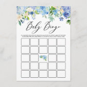 Waterverf Blue Hydrangea Baby shower Bingo spel Informatiekaartje (Voorkant)