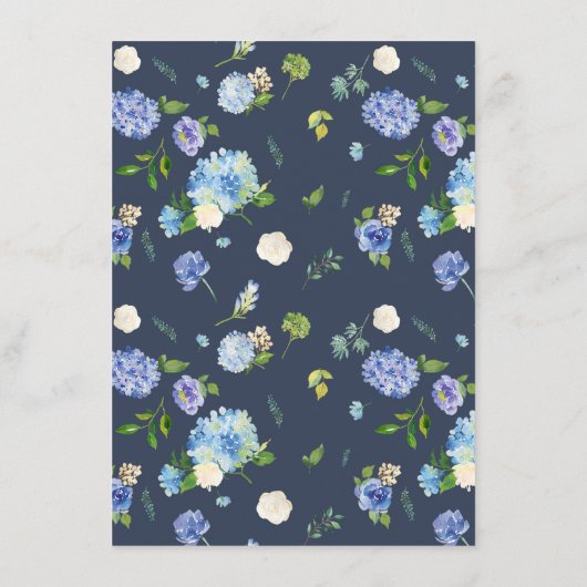 Waterverf Blue Hydrangea Baby shower Bingo spel Informatiekaartje (Achterkant)