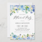 Waterverf Blue Hydrangea Bloemen Pensioen Partij Kaart (Voorkant)