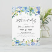 Waterverf Blue Hydrangea Bloemen Pensioen Partij Kaart (Staand voorkant)