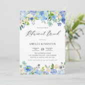 Waterverf Blue Hydrangea Bloemen Retirement Brunch Kaart (Staand voorkant)