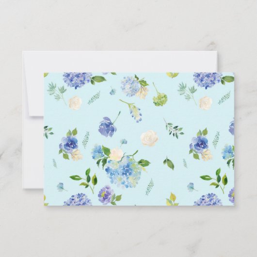 Waterverf Blue Hydrangea boeket bruiloft RSVP Kaartje (Achterkant)