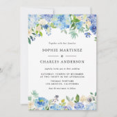 Waterverf Blue Hydrangea Botanische bruiloft Kaart (Voorkant)