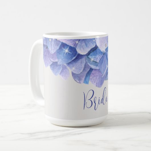 Waterverf Blue Hydrangea Bridal Party Koffiemok (Voorkant links)
