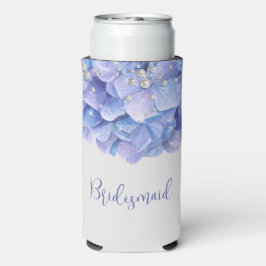 Waterverf Blue Hydrangea Bridal Party Seltzer Blikjeskoeler