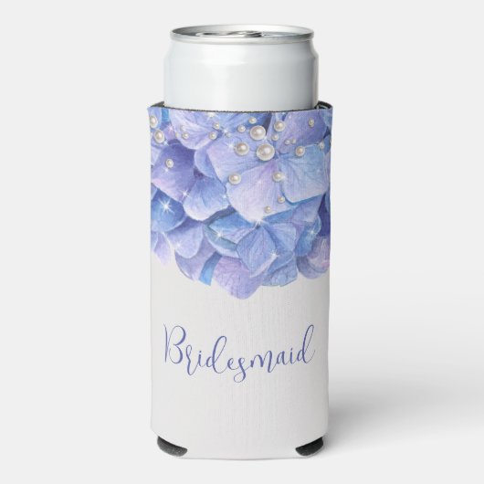 Waterverf Blue Hydrangea Bridal Party Seltzer Blikjeskoeler (Seltzer Achterkant)