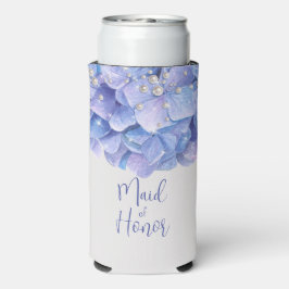 Waterverf Blue Hydrangea Bridal Party Seltzer Blikjeskoeler