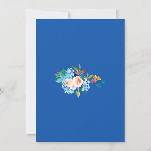 Waterverf Blue Hydrangea bruiloft uitnodiging (Achterkant)