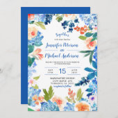 Waterverf Blue Hydrangea bruiloft uitnodiging (Voorkant / Achterkant)