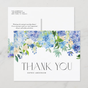 Waterverf Blue Hydrangea en Ivory Roos Hartelijk d Briefkaart