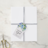 Waterverf Blue Hydrangea en Ivory Roos Hartelijk d Cadeaulabel (Met Touw)