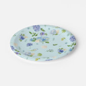 Waterverf Blue Hydrangea en Roos Bloemenpatroon Papieren Bordje (Gekanteld)