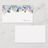 Waterverf Blue Hydrangea en roze rozen Floral Plaatskaartje (Voorkant / Achterkant)