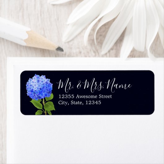 Waterverf Blue Hydrangea Etiket (Insitu)