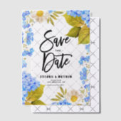 Waterverf Blue Hydrangea Floral Bewaar de datum Vellum Uitnodigingen (Offset (Uitnodiging))