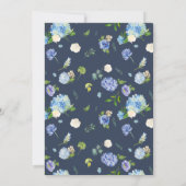 Waterverf Blue Hydrangea Floral Garland Wedding Kaart (Achterkant)