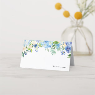 Waterverf Blue Hydrangea Floral Garland Wedding Plaatskaartje