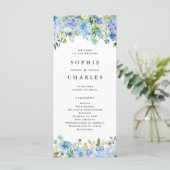 Waterverf Blue Hydrangea Floral Garland Wedding Programmakaart (Staand voorkant)