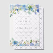 Waterverf Blue Hydrangea Floral Garland Wedding Vellum Uitnodigingen (Offset (Uitnodiging))