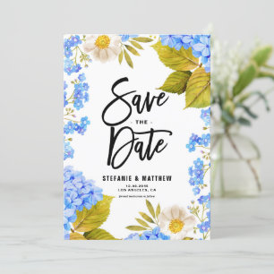 Waterverf Blue Hydrangea Floral Save The Date