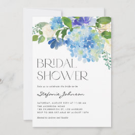 Waterverf Blue Hydrangea Floral Vrijgezellenfeest Kaart