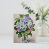 Waterverf Blue Hydrangea Flower Briefkaart (Staand voorkant)
