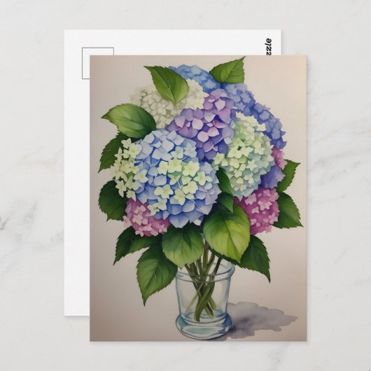 Waterverf Blue Hydrangea Flower Briefkaart (Voorkant / Achterkant)