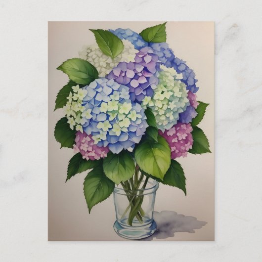 Waterverf Blue Hydrangea Flower Briefkaart (Voorkant)