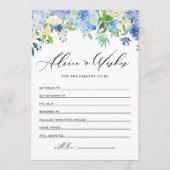 Waterverf Blue Hydrangea Flowers Baby shower Advieskaart (Voorkant)