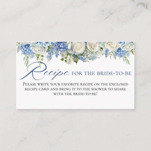 Waterverf Blue Hydrangea Flowers Rozen Recept Informatiekaartje (Voorkant)