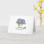 Waterverf Blue Hydrangea Flowers Thinking of You Kaart (Gele Bloem)