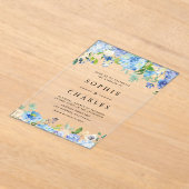 Waterverf Blue Hydrangea Flowers Wedding Acryl Uitnodigingen (Laagn)