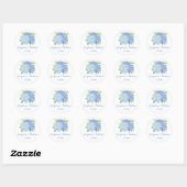 Waterverf Blue Hydrangea Flowers Wedding Ronde Sticker (Vel)