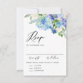 Waterverf Blue Hydrangea Flowers Wedding RSVP Kaartje (Voorkant)