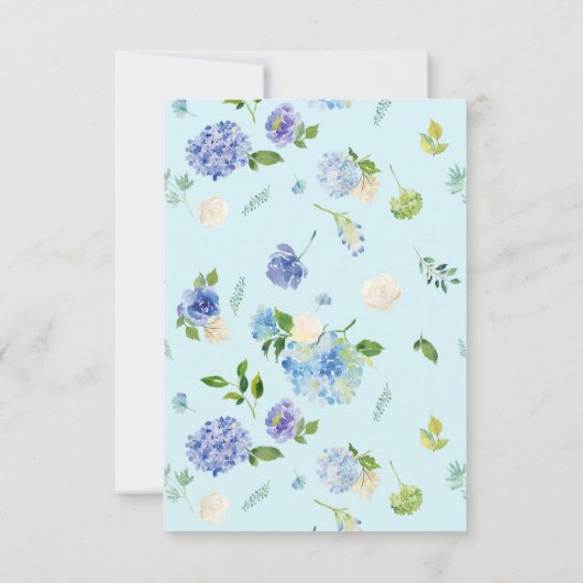 Waterverf Blue Hydrangea Flowers Wedding RSVP Kaartje (Achterkant)