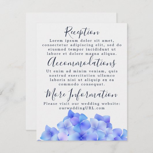 Waterverf Blue Hydrangea Kaarten (Voorkant / Achterkant)