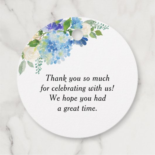 Waterverf Blue Hydrangea Krans Baby shower Bedankjes Labels (Achterkant)