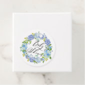 Waterverf Blue Hydrangea Krans Baby shower Bedankjes Labels (In situ)