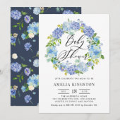 Waterverf Blue Hydrangea Krans Baby shower Kaart (Voorkant / Achterkant)