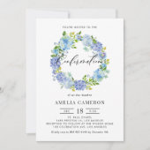 Waterverf Blue Hydrangea Krans bevestiging Kaart (Voorkant)