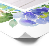 Waterverf Blue Hydrangea Lijst Foto Afstuderen Poster (Hoek)