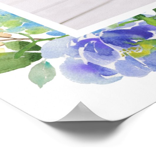Waterverf Blue Hydrangea Lijst Foto Afstuderen Poster (Hoek)