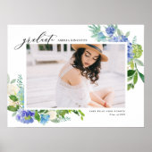 Waterverf Blue Hydrangea Lijst Foto Afstuderen Poster (Voorkant)