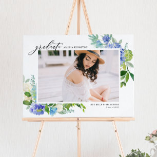 Waterverf Blue Hydrangea Lijst Foto Afstuderen Poster