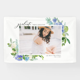 Waterverf Blue Hydrangea Lijst Foto Afstuderen Spandoek