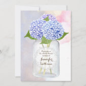 Waterverf Blue Hydrangea Mason Jar Vrijgezellenfee Kaart (Voorkant)
