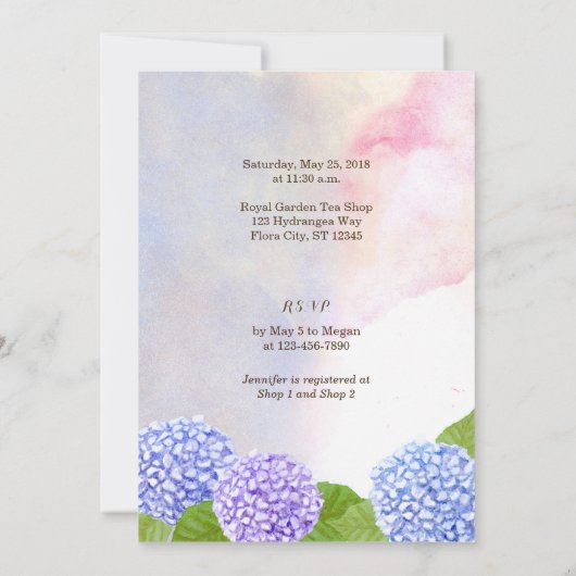 Waterverf Blue Hydrangea Mason Jar Vrijgezellenfee Kaart (Achterkant)